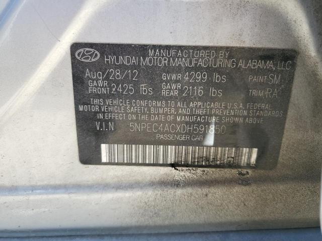 5NPEC4ACXDH591850 - 2013 HYUNDAI SONATA SE SILVER photo 12