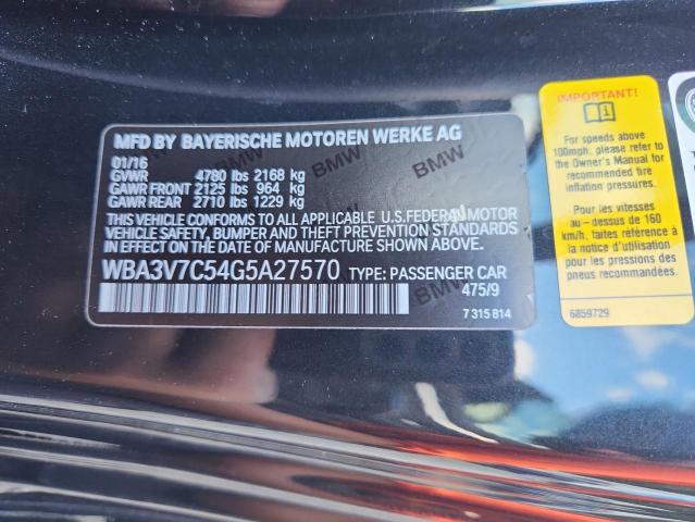 WBA3V7C54G5A27570 - 2016 BMW 428 I SULEV BLACK photo 12