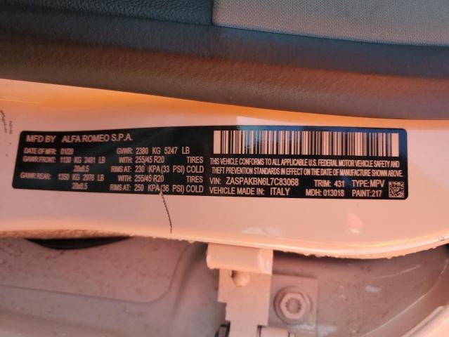 ZASPAKBN6L7C83068 - 2020 ALFA ROMEO STELVIO TI Ağ foto 14