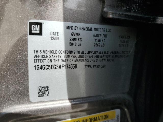 1G4GC5EG3AF174650 - 2010 BUICK LACROSSE CXL BROWN photo 12