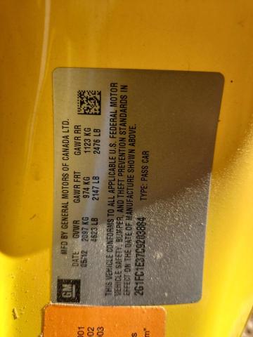 2G1FC1E37C9203884 - 2012 CHEVROLET CAMARO LT YELLOW photo 13