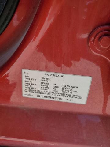 7SAYGDEE9NF373690 - 2022 TESLA MODEL Y Rot Foto 13