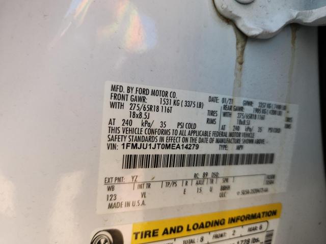 1FMJU1JT0MEA14279 - 2021 FORD EXPEDITION XLT 白色 照片 13