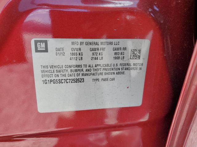 1G1PG5SC7C7252623 - 2012 CHEVROLET CRUZE LT წითელი ფოტო 12