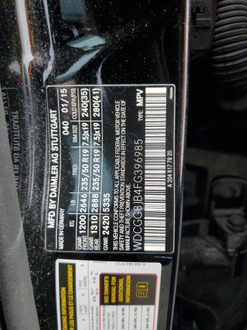 WDCGG8JB4FG396985 - 2015 MERCEDES-BENZ GLK 350 4MATIC BLACK photo 12