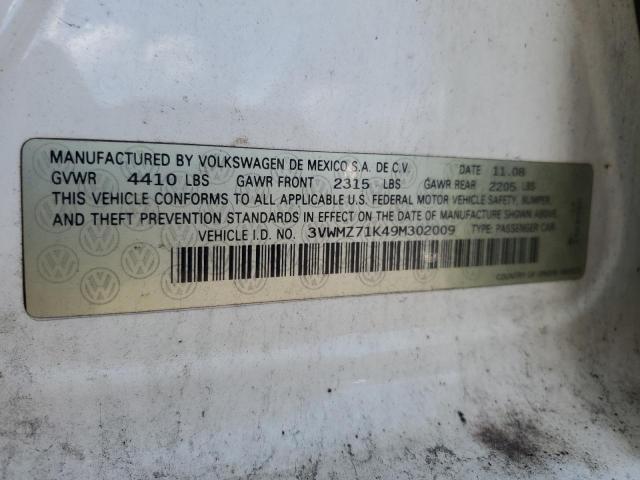 3VWMZ71K49M302009 - 2009 VOLKSWAGEN JETTA S أبيض صورة 12