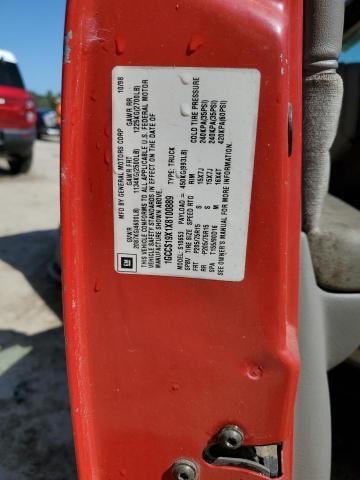 1GCCS19X1X8100889 - 1999 CHEVROLET S TRUCK S10 წითელი ფოტო 12