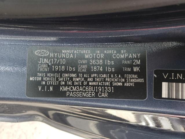 KMHCM3AC6BU191331 - 2011 HYUNDAI ACCENT GL BLUE photo 12