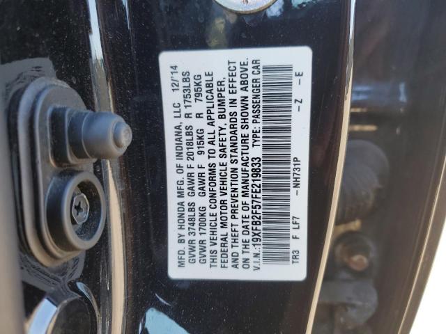 19XFB2F57FE219833 - 2015 HONDA CIVIC LX BLACK photo 12