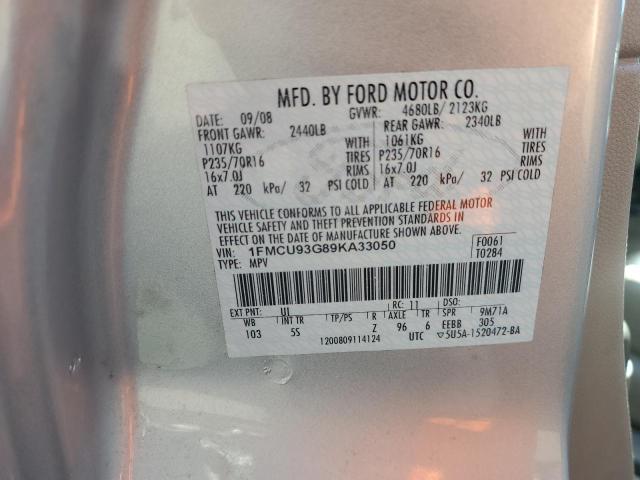 1FMCU93G89KA33050 - 2009 FORD ESCAPE XLT 银色 照片 13