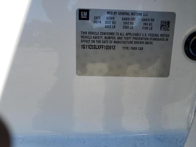 1G11C5SLXFF103912 - 2015 CHEVROLET MALIBU 1LT WHITE photo 14