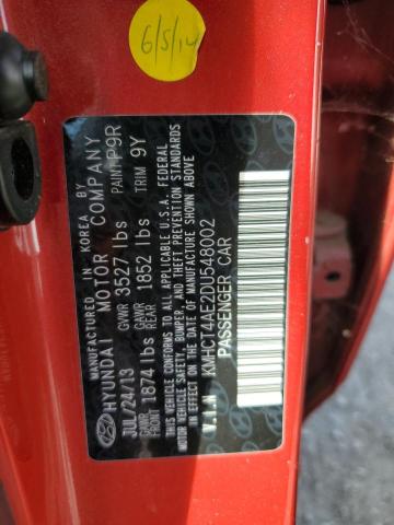 KMHCT4AE2DU548002 - 2013 HYUNDAI ACCENT GLS RED photo 12