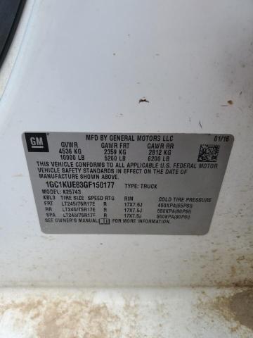 1GC1KUE83GF150177 - 2016 CHEVROLET SILVERADO K2500 HEAVY DUTY WHITE photo 12