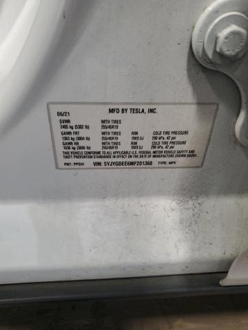 5YJYGDEE6MF201368 - 2021 TESLA MODEL Y Biały zdjęcie 13