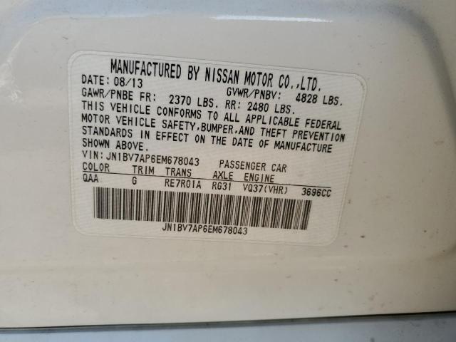 JN1BV7AP6EM678043 - 2014 INFINITI Q50 BASE WHITE photo 12