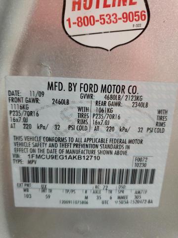 1FMCU9EG1AKB12710 - 2010 FORD ESCAPE LIMITED ვერცხლისფერი ფოტო 13