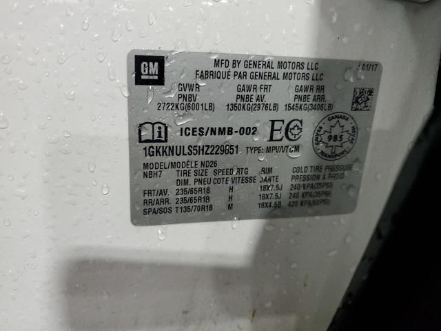 1GKKNULS5HZ229851 - 2017 GMC ACADIA SLT-1 WHITE photo 14