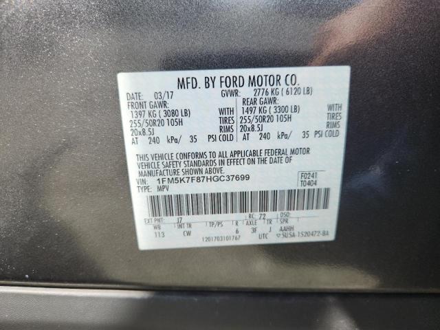 1FM5K7F87HGC37699 - 2017 FORD EXPLORER LIMITED Noir photo 13