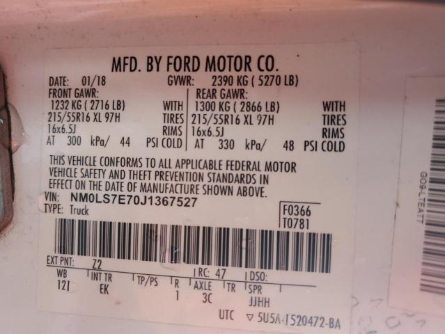 NM0LS7E70J1367527 - 2018 FORD TRANSIT CO XL 白色 照片 14