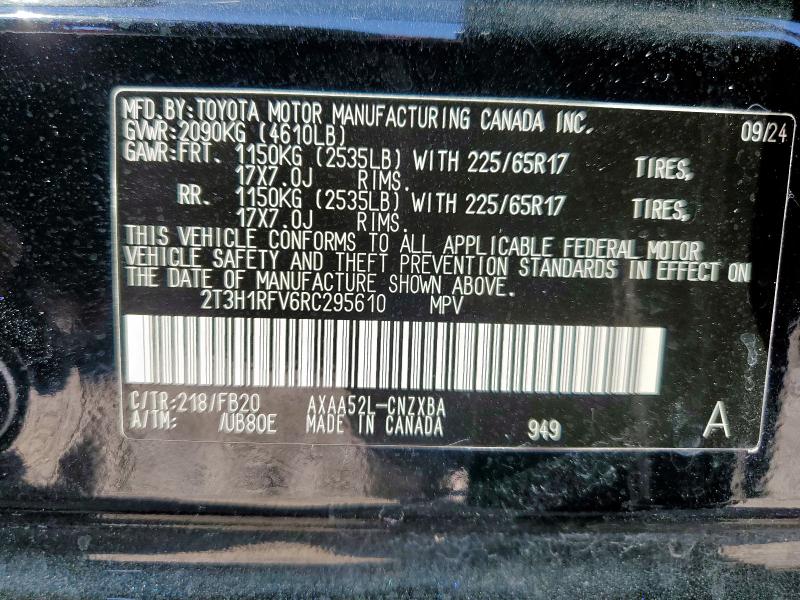 2T3H1RFV6RC295610 - 2024 TOYOTA RAV4 LE შავი ფოტო 13