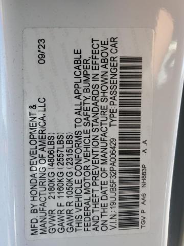 19UUB5F32PA006429 - 2023 ACURA TLX WHITE photo 12