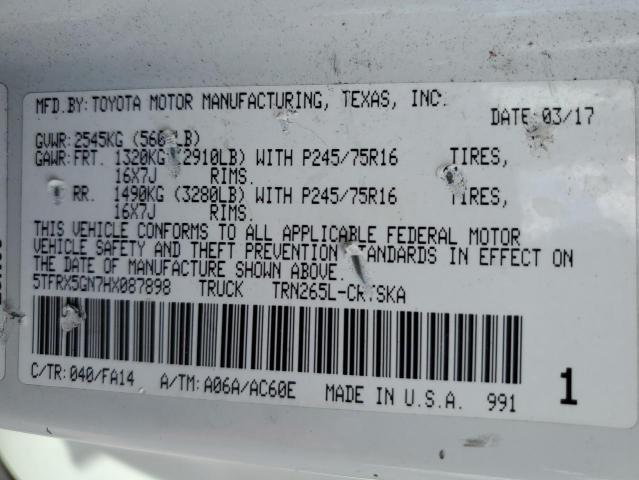 5TFRX5GN7HX087898 - 2017 TOYOTA TACOMA ACCESS CAB Білий фото 13