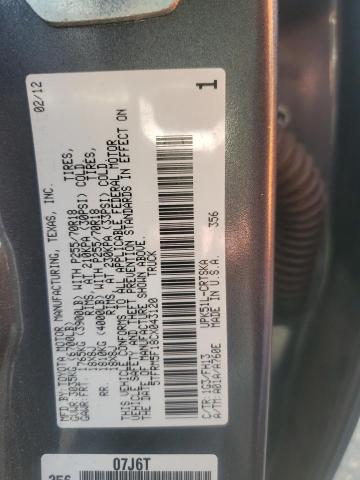 5TFRM5F18CX043120 - 2012 TOYOTA TUNDRA DOUBLE CAB SR5 GRAY photo 12