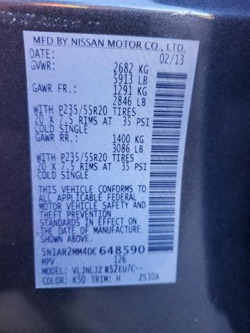 5N1AR2MM4DC648590 - 2013 NISSAN PATHFINDER S Сұр фото 13