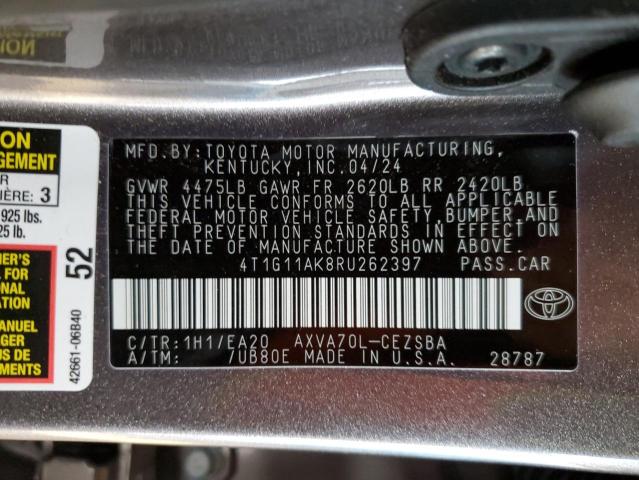 4T1G11AK8RU262397 - 2024 TOYOTA CAMRY SE NIGHT SHADE GRAY photo 12