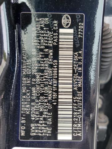 4T1BF1FK8FU986459 - 2015 TOYOTA CAMRY LE BLACK photo 12