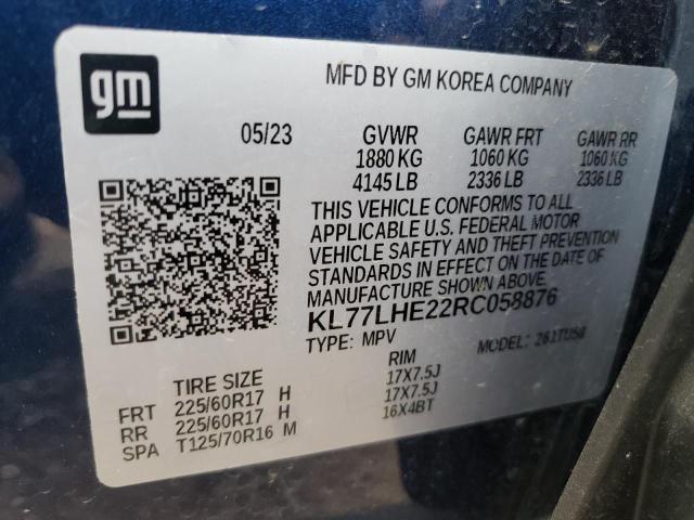 KL77LHE22RC058876 - 2024 CHEVROLET TRAX 1LT Blau Foto 12