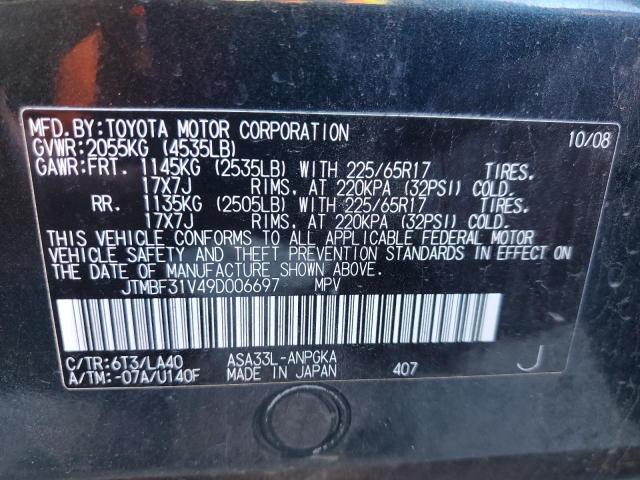 JTMBF31V49D006697 - 2009 TOYOTA RAV4 LIMITED BLACK photo 13