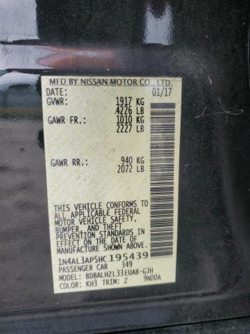 1N4AL3AP5HC195439 - 2017 NISSAN ALTIMA 2.5 შავი ფოტო 12