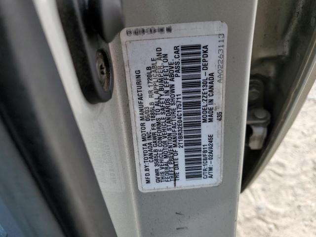 2T1BR32E04C175711 - 2004 TOYOTA COROLLA CE SILVER photo 12