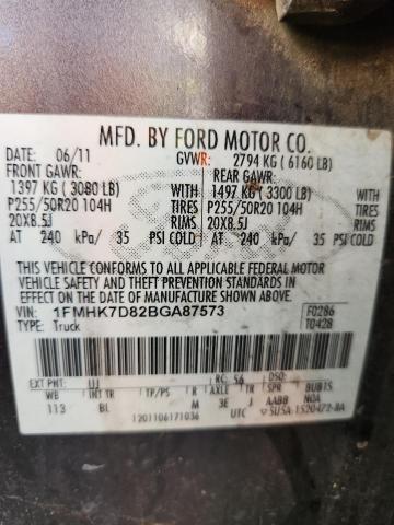 1FMHK7D82BGA87573 - 2011 FORD EXPLORER XLT Сірий фото 13