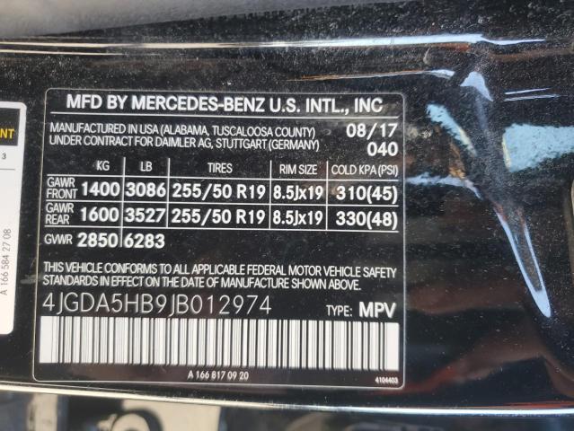 4JGDA5HB9JB012974 - 2018 MERCEDES-BENZ GLE 350 4MATIC BLACK photo 14