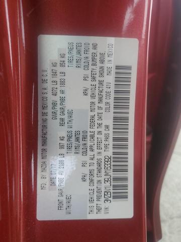 3MZBN1L39JM163392 - 2018 MAZDA 3 TOURING Czerwony zdjęcie 12