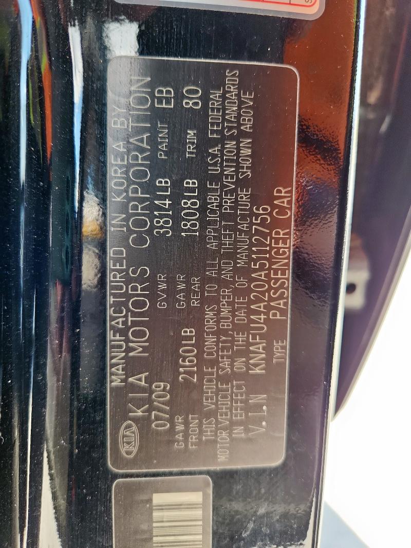 KNAFU4A20A5112756 - 2010 KIA FORTE EX 黑色 照片 12