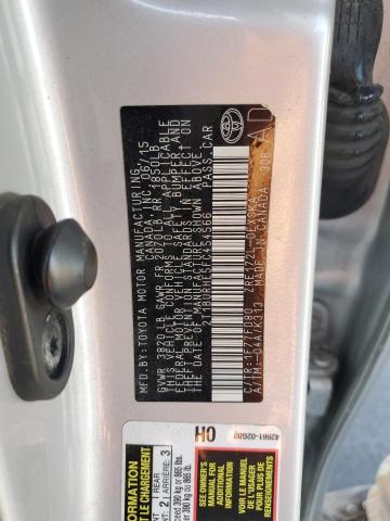 2T1BURHE5FC454566 - 2015 TOYOTA COROLLA L SILVER photo 12