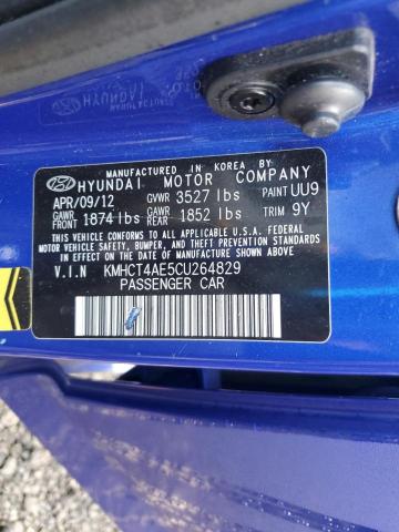 KMHCT4AE5CU264829 - 2012 HYUNDAI ACCENT GLS Azul foto 12