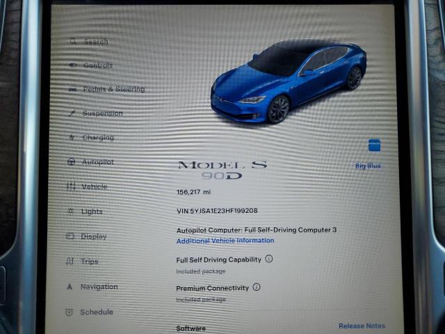 5YJSA1E23HF199208 - 2017 TESLA MODEL S ლურჯი ფოტო 9