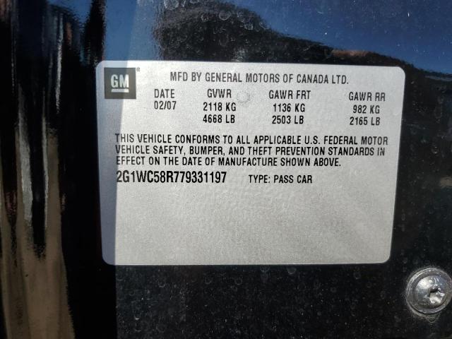 2G1WC58R779331197 - 2007 CHEVROLET IMPALA LT შავი ფოტო 13