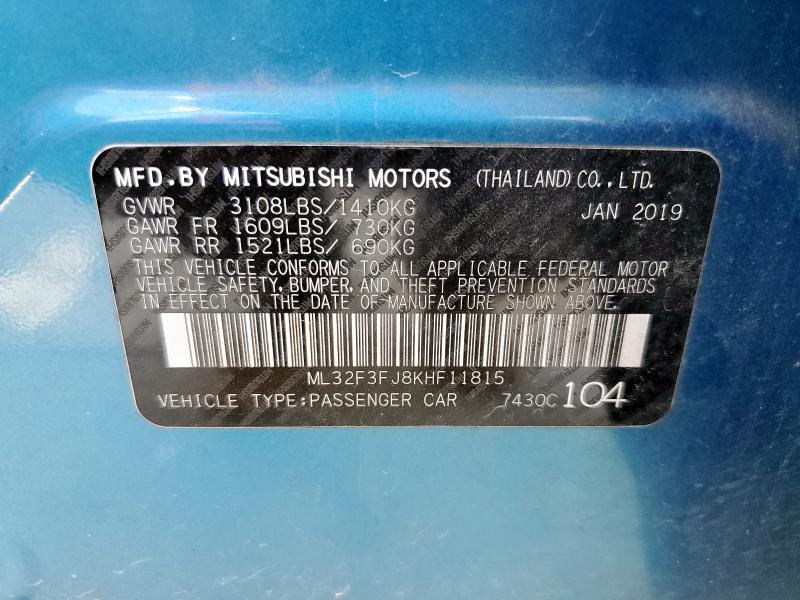 ML32F3FJ8KHF11815 - 2019 MITSUBISHI MIRAGE G4 ES Azul foto 12