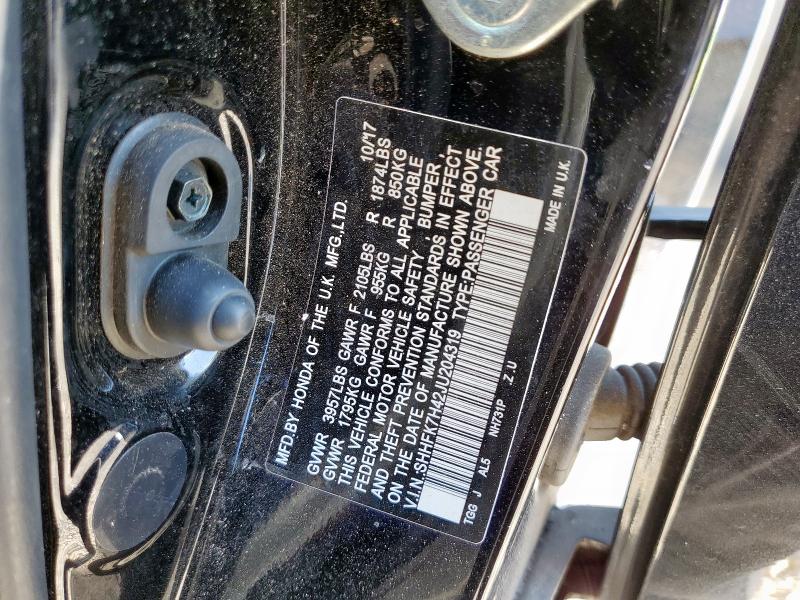 SHHFK7H42JU204319 - 2018 HONDA CIVIC SPORT 黑色 照片 13