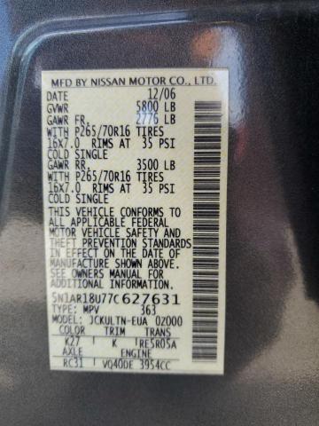 5N1AR18U77C627631 - 2007 NISSAN PATHFINDER LE Серый фото 14