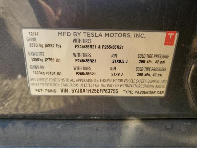 5YJSA1H25EFP63755 - 2014 TESLA MODEL S გრაფიტი ფოტო 12