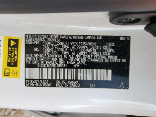 2T2BK1BA2DC169331 - 2013 LEXUS RX 350 BASE 白色 照片 13