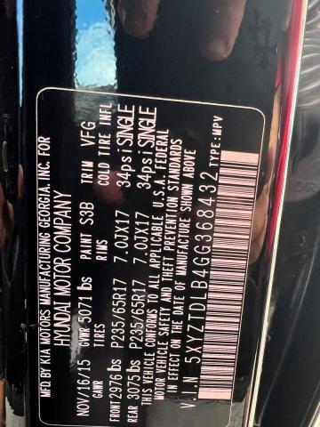 5XYZTDLB4GG368432 - 2016 HYUNDAI SANTA FE S 黑色 照片 10