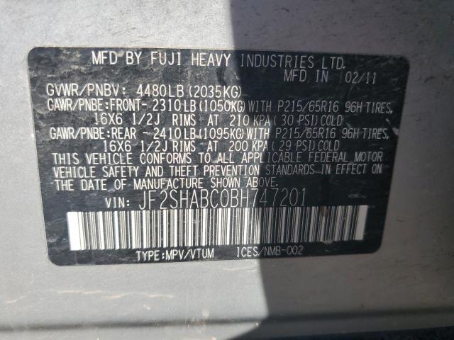 JF2SHABC0BH747201 - 2011 SUBARU FORESTER 2.5X ვერცხლისფერი ფოტო 13