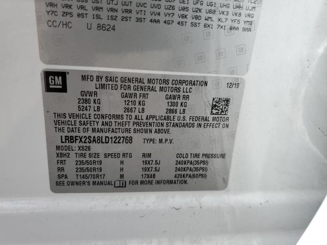 LRBFX2SA8LD122768 - 2020 BUICK ENVISION ESSENCE თეთრი ფოტო 13